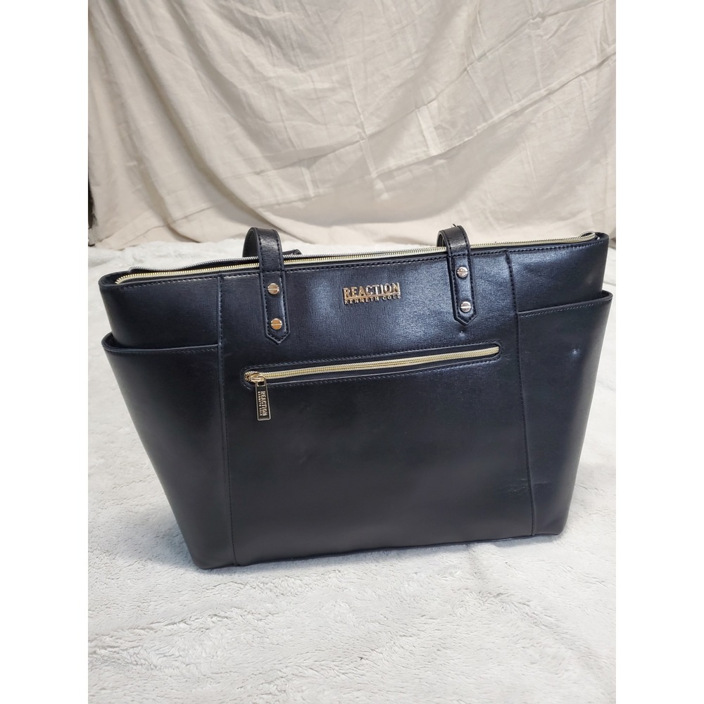 Kenneth Cole Reaction Black Laptop Computer Large Bag Tote Classic Minimalist
